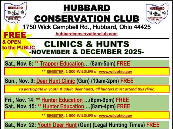 HCC 2025 NOVEMBER & DECEMBER SCHEDULE