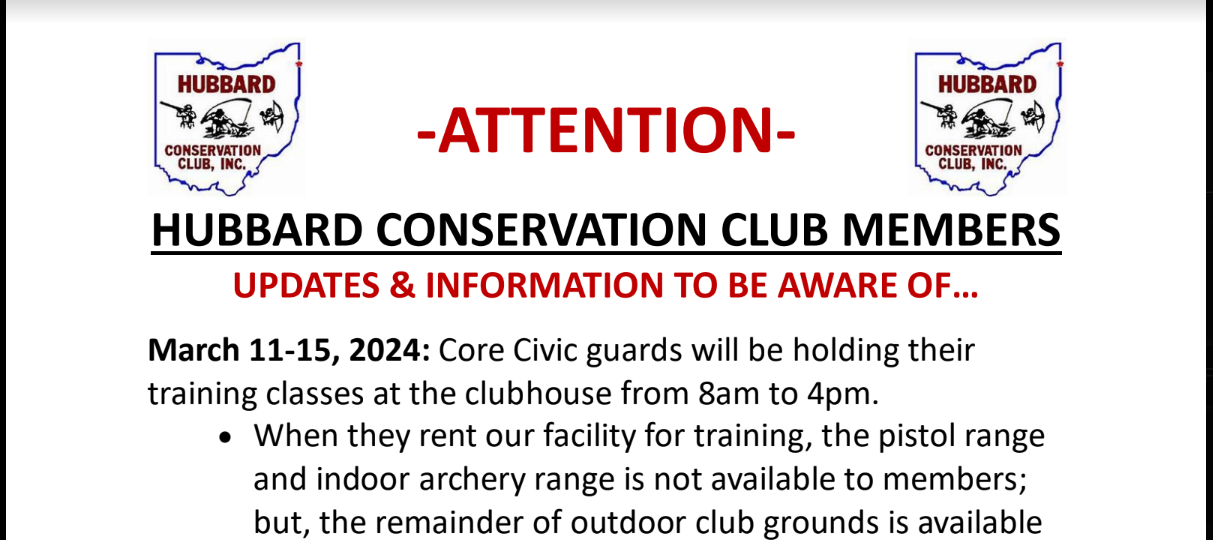 Important Updates for Club Members